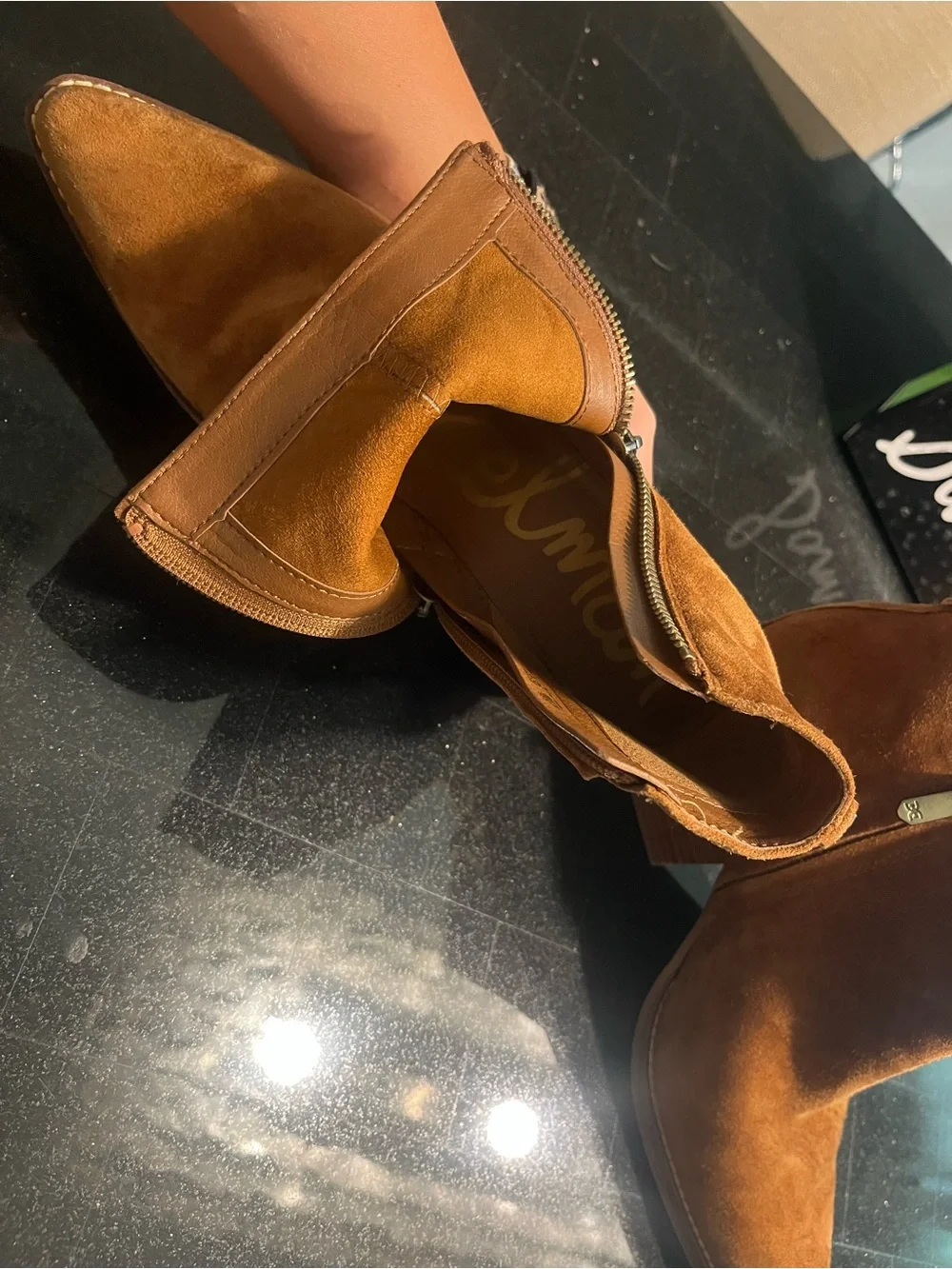 Sam Edelman Women’s Suede Ankle Boots in Cognac Brown